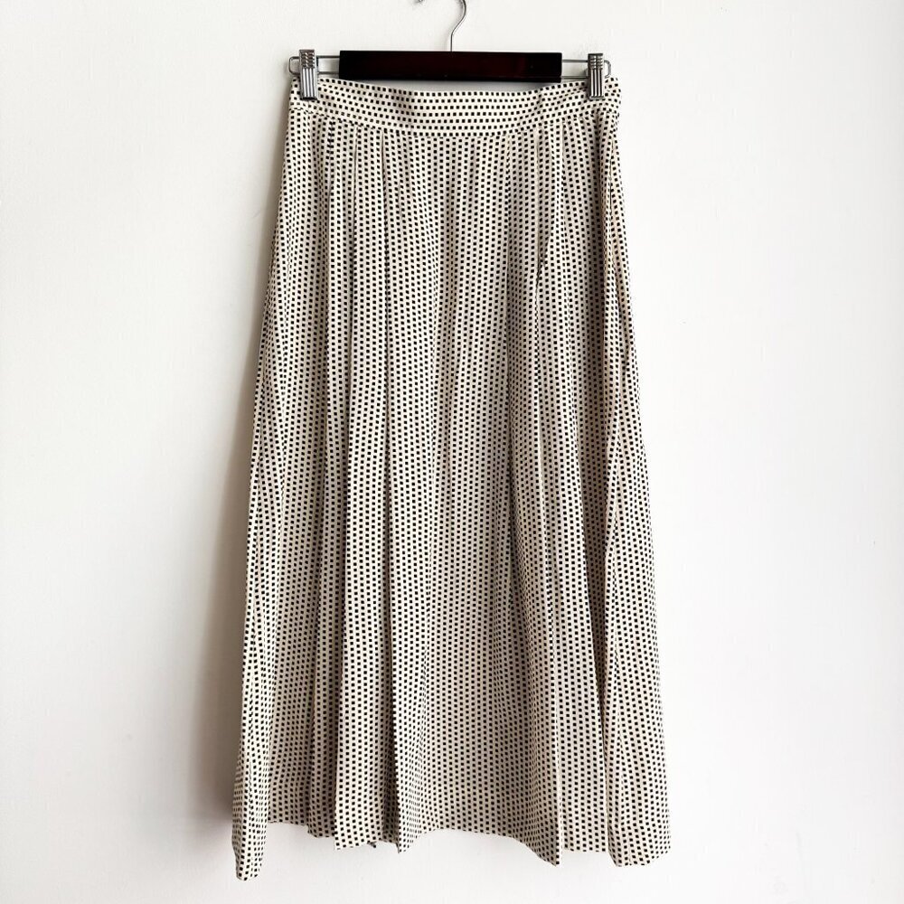 Evan Picone Cream and Black Polka Dot Midi Skirt